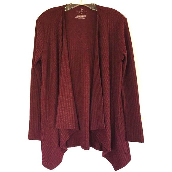 Elegantees Burgundy Ribbed Open Cardigan Devoted Collaboration Small - Picture 3 of 10